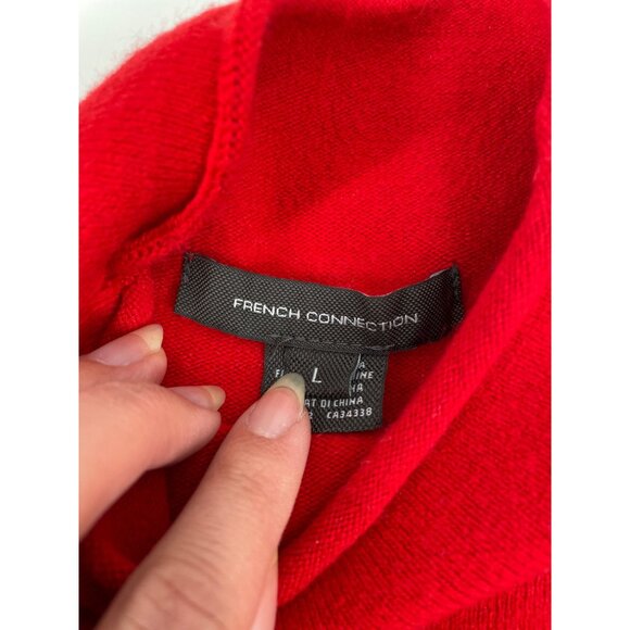 French Connection Womens Large Mock Neck Knit Sweater Red Holidays Christmas - Picture 3 of 8